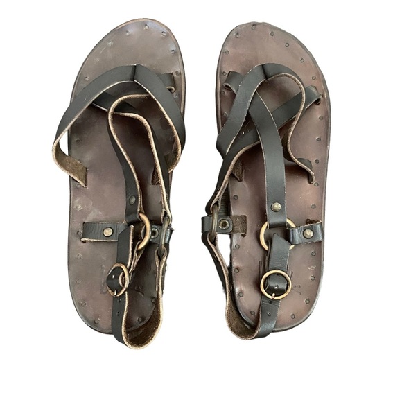 Beek By Two Birds Women's Brown Leather Sandals Size 6 - Picture 4 of 6